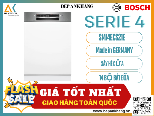 Máy Rữa Chén Bán Âm Serie 4 SMI4ECS21E - Tự Động Hé Cửa